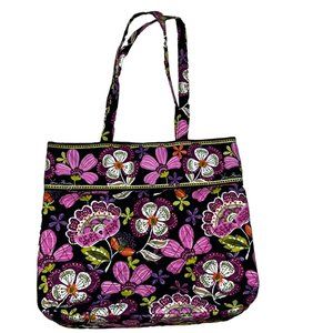 Vera Bradley Pirouette Pink Tote Bag Purse Black Floral